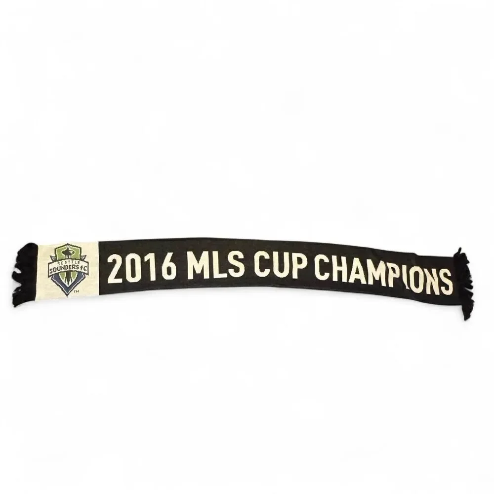 Seattle Sounders FC 2016 MLS Cup Champions Scarf Black Green Soccer MLS Official